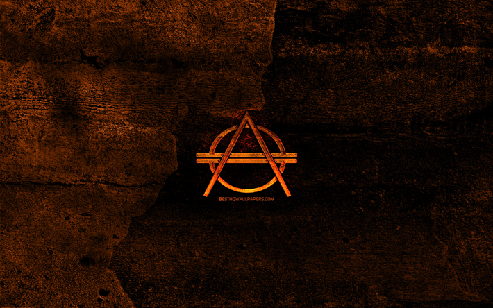 Don Diablo fiery logo, music stars, orange stone background, Don Diablo, creative, Don Diablo logo, brands