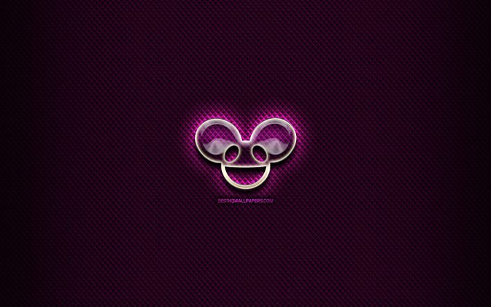 Deadmau5ガラスのロゴ, 紫色の背景, 音楽星, 作品, superstars, Deadmau5ロゴ, 創造, Deadmau5