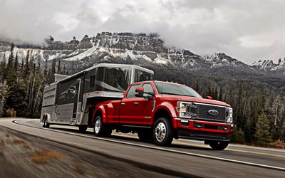 Ford F-250 Super Duty, 2020, exterior, front view, american pickup truck, new red F-250, american cars, Ford