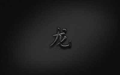 Dragon zodiac hieroglyph, chinese zodiac, black metal grid background, Chinese calendar, Dragon zodiac sign, Chinese hieroglyphs, Dragon chinese hieroglyph, Dragon, Chinese Zodiac Signs, creative, Dragon zodiac