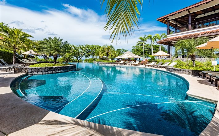 resort, pool, palmer, sommar resa, tropiska &#246;ar, Nicoya Halv&#246;n, Tamarindo, Hacienda Pinilla, Costa Rica