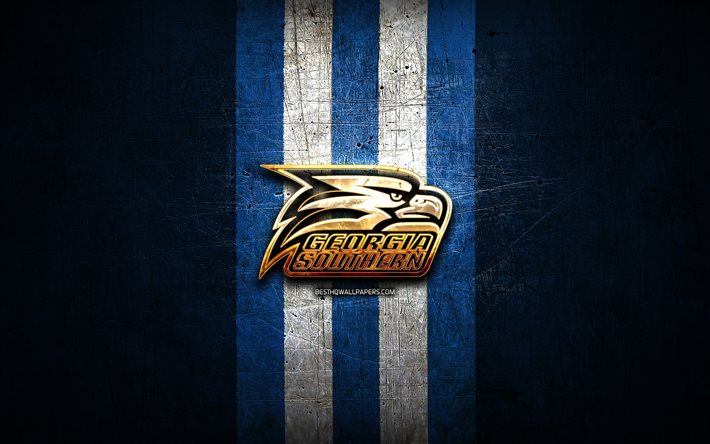 Georgia Southern Eagles, kultainen logo, NCAA, sininen metalli tausta, american football club, Georgia Southern Eagles-logo, amerikkalainen jalkapallo, USA