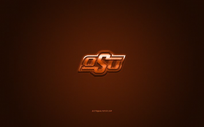 Oklahoma State Cowboys logo, American club de football de la NCAA, orange logo orange en fibre de carbone de fond, football Am&#233;ricain, Stillwater, Oklahoma, &#233;tats-unis, Oklahoma State Cowboys d&#39;Oklahoma State University