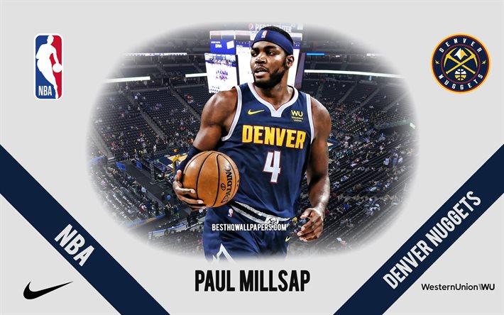 Paul Millsap, de los Denver Nuggets, Jugador de Baloncesto Estadounidense, la NBA, retrato, estados UNIDOS, el baloncesto, el Pepsi Center, de Denver Nuggets logotipo