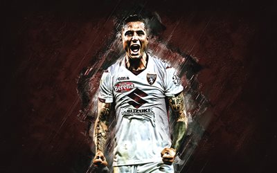 Armando Izzo, Torino FC, italian soccer player, portrait, burgundy stone background, Serie A, Italy, football, Torino