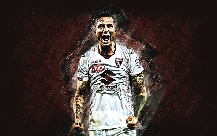 Armando Izzo, Torino FC, italian soccer player, portrait, burgundy stone background, Serie A, Italy, football, Torino