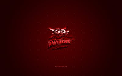Piratas de Campeche logo, Meksika beyzbol kul&#252;b&#252;, LMB, kırmızı logo, kırmızı karbon fiber arka plan, beyzbol, Meksika Beyzbol Ligi, Korsanlar Campeche, Campeche, Meksika, Piratas de Campeche