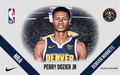 PJ Dozier, Denver Nuggets, Amerikansk Basketspelare, NBA, portr&#228;tt, USA, basket, Pepsi Center, Denver Nuggets logotyp, Perry Jr Dozier