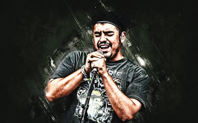 Alejandro Aranda, Scarypoolparty, amerikkalainen laulaja, muotokuva, harmaa kivi tausta, creative art