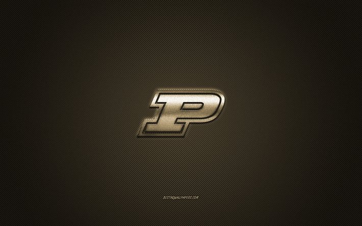 Purdue Boilermakers logo, American football club, NCAA, golden logo, golden carbon fiber background, American football, West Lafayette, Indiana, USA, Purdue Boilermakers, Purdue University