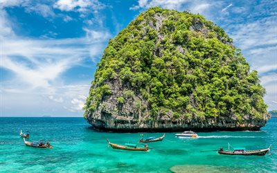 Thailand, summer travel, ocean, cliffs, HDR, beautiful nature, Asia, thai nature