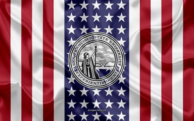 San Francisco State University Emblem, American Flag, San Francisco State University logo, San Francisco, California, USA, Emblem of San Francisco State University