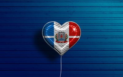 I Love Uba, 4k, realistic balloons, blue wooden background, Day of Uba, brazilian cities, flag of Uba, Brazil, balloon with flag, cities of Brazil, Uba flag, Uba