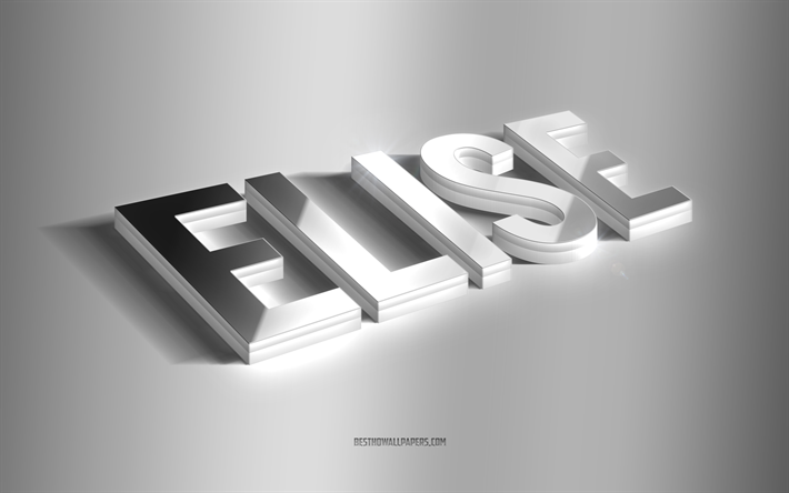 elise, arte 3d prata, fundo cinza, pap&#233;is de parede com nomes, nome elise, cart&#227;o elise, arte 3d, foto com nome elise