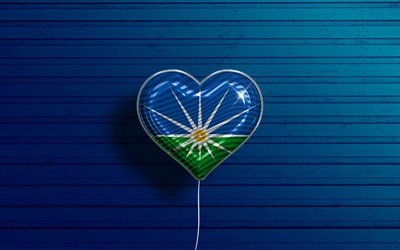 I Love Uberlandia, 4k, realistic balloons, blue wooden background, Day of Uberlandia, brazilian cities, flag of Uberlandia, Brazil, balloon with flag, cities of Brazil, Uberlandia flag, Uberlandia