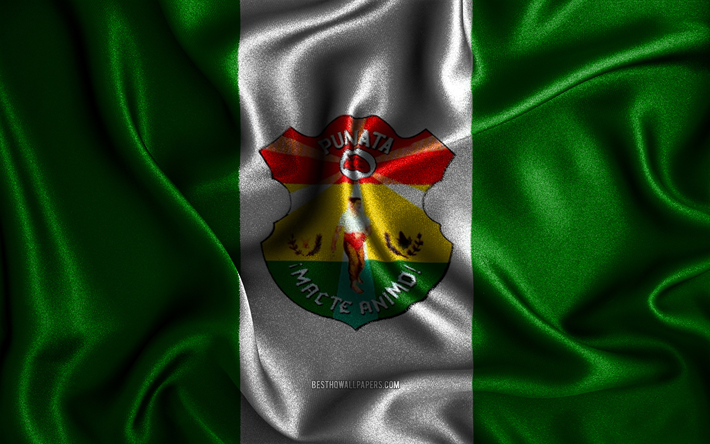 drapeau de punata, 4k, drapeaux ondul&#233;s de soie, villes boliviennes, jour de punata, drapeaux en tissu, art 3d, punata, villes de bolivie, punata 3d drapeau, bolivie