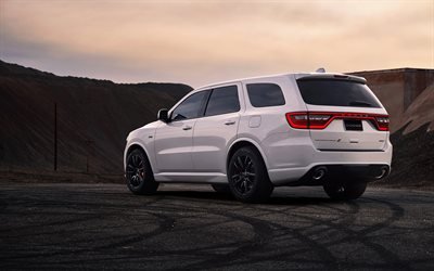 Dodge Durango SRT, 2018, White SUV, tuning Durango, American cars, Dodge