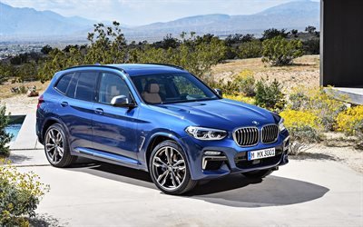 BMW X3 M40i, 2018, Blue X3, crossover, tuning, German cars, BMW