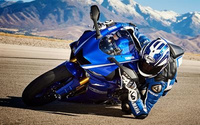 A Yamaha YZF-R6, piloto, 2017 motos, sportbikes, Yamaha