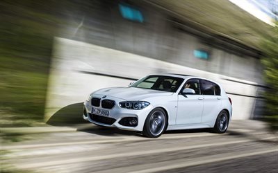 BMW 1-Serisi F20, 4k, 2017 araba, hareket, BMW