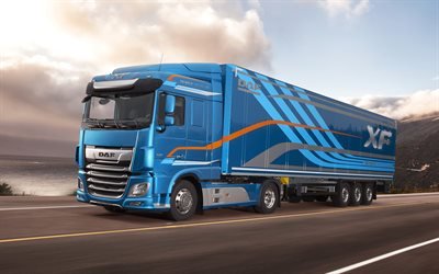 DAF XF, 450 FT, 2017, camion, 4k, l&#39;espace de la cabine, de la route, DAF