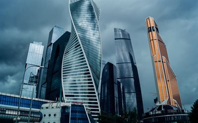 Moskova Şehir, iş merkezleri, g&#246;kdelenler, Moskova, Rusya, modern mimari, modern binalar, Rusya Federasyonu