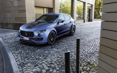 Maserati Levante Esteso, Novitec, 2017, 4k, Blue matte Levante, tuning Levante, Italian cars, crossovers, Maserati