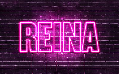 Reina, 4k, wallpapers with names, female names, Reina name, purple neon lights, Happy Birthday Reina, popular japanese female names, picture with Reina name