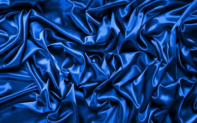 blue satin background, 4k, silk textures, satin wavy background, blue backgrounds, satin textures, satin backgrounds, blue silk texture