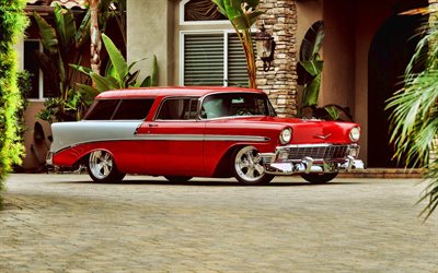 chevrolet nomad, hdr, 1956 cars, retro cars, american cars, 1956 chevrolet nomad chevrolet