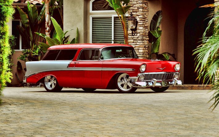 Chevrolet Nomad, HDR, 1956 cars, retro cars, american cars, 1956 Chevrolet Nomad, Chevrolet