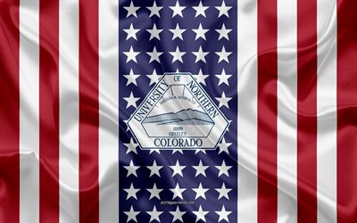 University of Northern Colorado Emblem, American Flag, University of Northern Colorado logo, Greeley, Colorado, USA, Emblem of University of Northern Colorado