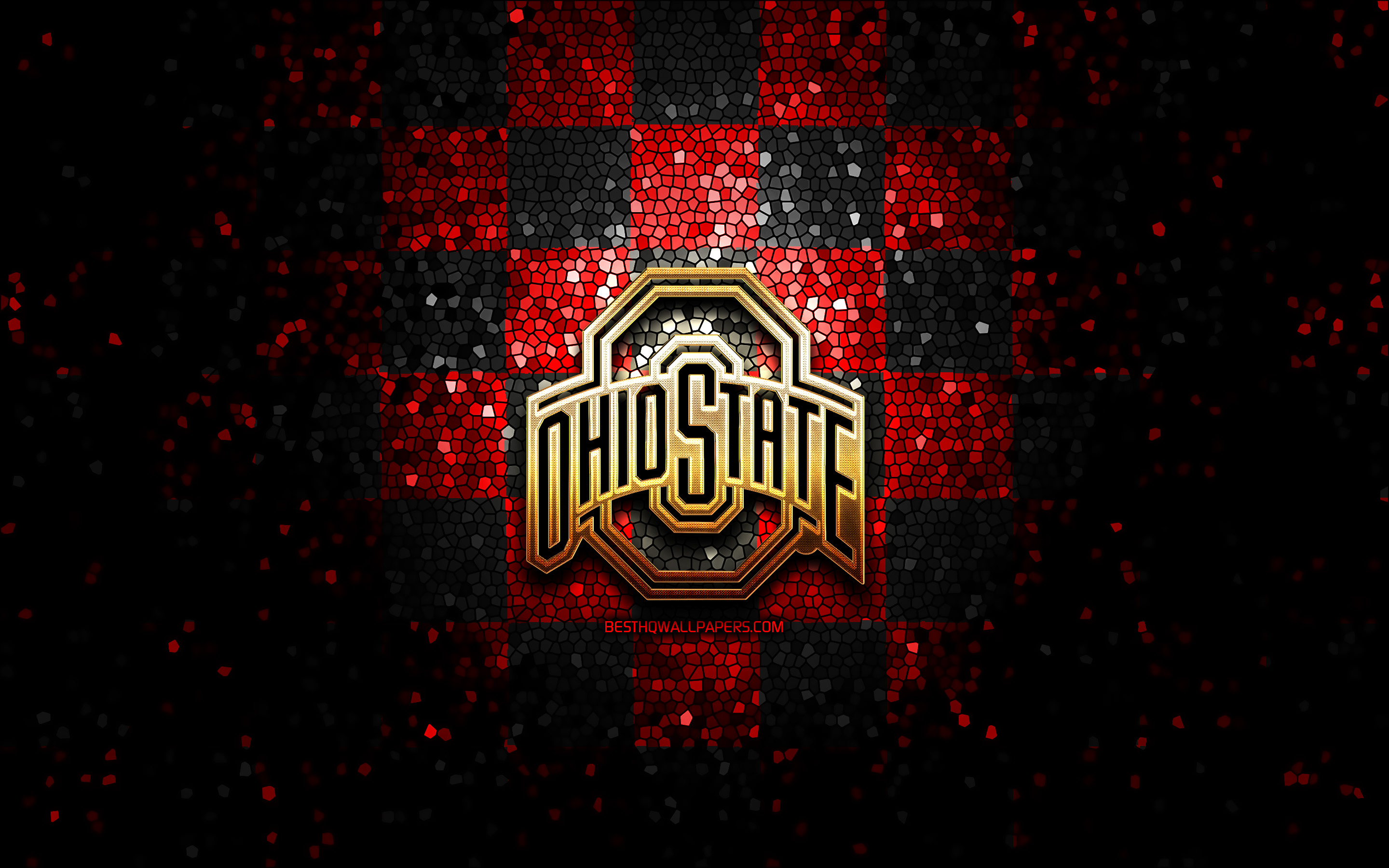 Download wallpapers Ohio State Buckeyes, glitter logo, NCAA, red black
