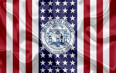 Dalton State College Emblem, American Flag, Dalton State College logo, Dalton, Georgia, USA, Emblem of Dalton State College