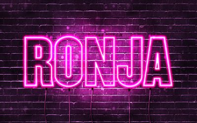 Ronja, 4k, wallpapers with names, female names, Ronja name, purple neon lights, Happy Birthday Ronja, popular german female names, picture with Ronja name