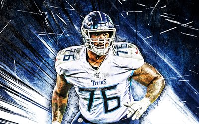 4k, Rodger Saffold, grunge art, Tennessee Titans, american football, NFL, Rodger P Saffold III, guard, National Football League, blue abstract rays, Rodger Saffold Tennessee Titans, Rodger Saffold 4K