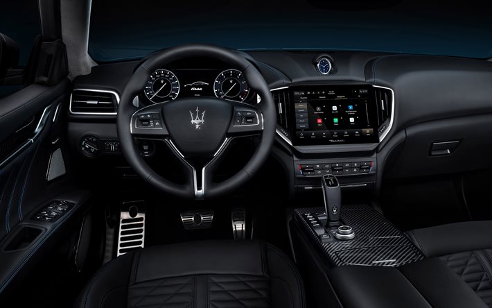 Maserati Ghibli H&#237;brido, 2021, vista interior, interior, novo Ghibli, Italiana de carros esportivos, Maserati
