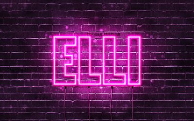 Elli, 4k, wallpapers with names, female names, Elli name, purple neon lights, Happy Birthday Elli, popular german female names, picture with Elli name
