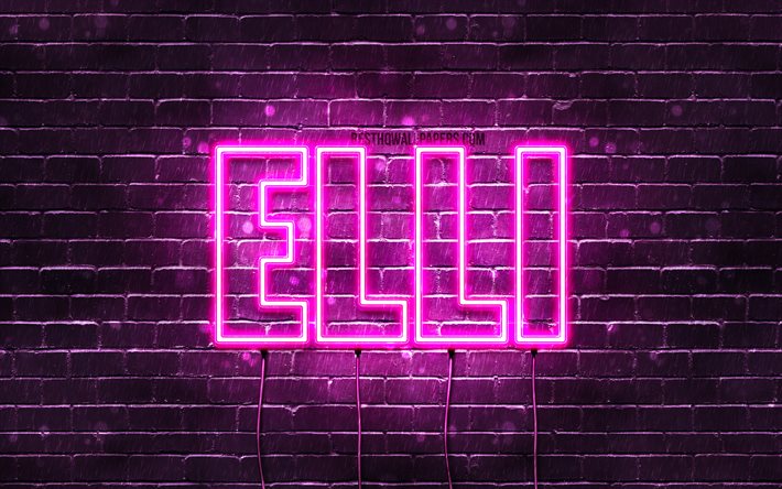 Elli, 4k, sfondi per il desktop con i nomi, nomi di donna, Elli nome, viola neon, buon Compleanno Elli, tedesco popolari nomi femminili, foto con Elli nome