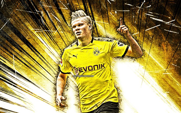 Download wallpapers 4k, Erling Haaland, fan art, Borussia Dortmund FC