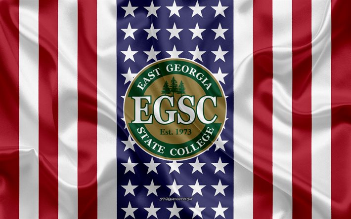 east georgia state college-emblem, amerikanische flagge, east georgia state college-logo, swainsboro, georgia, usa, wahrzeichen von east georgia state college