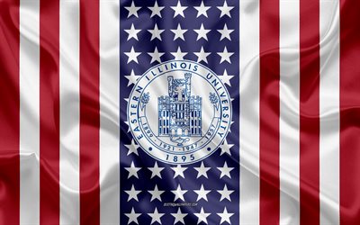 Eastern Illinois University Emblem, Amerikanska Flaggan, Eastern Illinois University logotyp, Charleston, Illinois, USA, Emblem i Eastern Illinois University