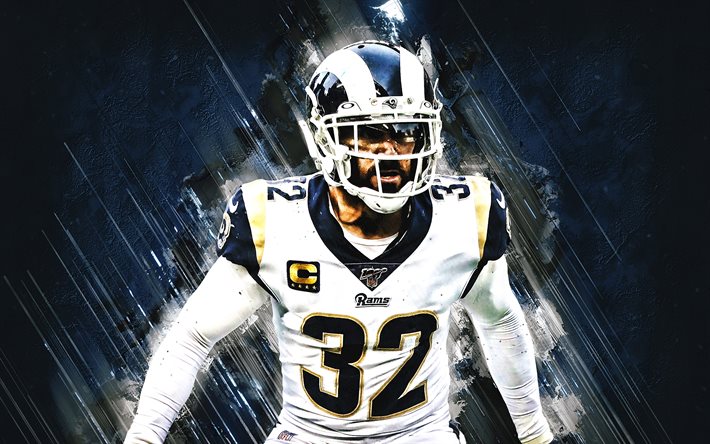 Eric Weddle, NFL, Los Angeles Rams, portrait, american football, blue stone background, National Football League