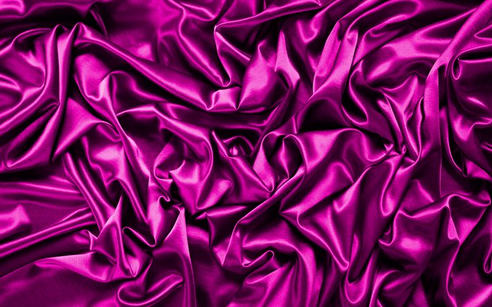 pourpre satin de fond, 4k, de la soie de textures, de satin ondul&#233; de fond, de violet, de milieux, de satin de textures, de satin, de soie violet texture