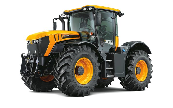 JCB Fastrac 4220, gran tractor, nueva Fastrac 4220, maquinaria agr&#237;cola, tractores sobre fondo blanco, JCB, tractores