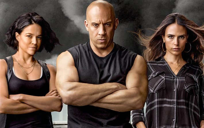 f9, 2020, the fast and the furious 9, alle darsteller, hauptdarsteller, vin diesel, michelle rodriguez, jordana brewster, promo-material, poster