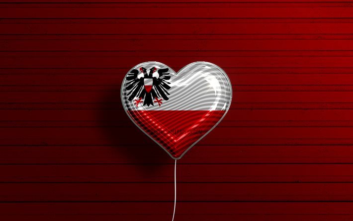 Rakastan Lyypekki&#228;, 4k, realistiset ilmapallot, punainen puinen tausta, saksalaiset kaupungit, Lyypekin lippu, Saksa, ilmapallo lipulla, Lyypekki, Lyypekin p&#228;iv&#228;