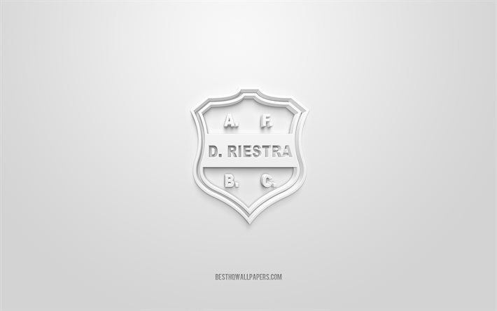 Deportivo Riestra, logotipo 3D criativo, fundo branco, sele&#231;&#227;o argentina de futebol, Primera B Nacional, Buenos Aires, Argentina, arte 3D, futebol, logotipo 3D do Deportivo Riestra