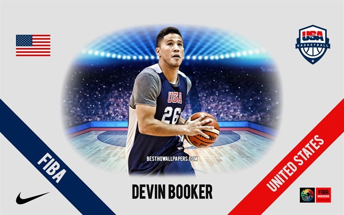 Devin Booker, USA: s basketbollslag, amerikansk basketspelare, NBA, portr&#228;tt, USA, basket