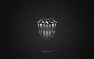 CA Estudiantes, Argentine football club, gray logo, gray carbon fiber background, Primera B Nacional, football, Buenos Aires, Argentina, CA Estudiantes logo